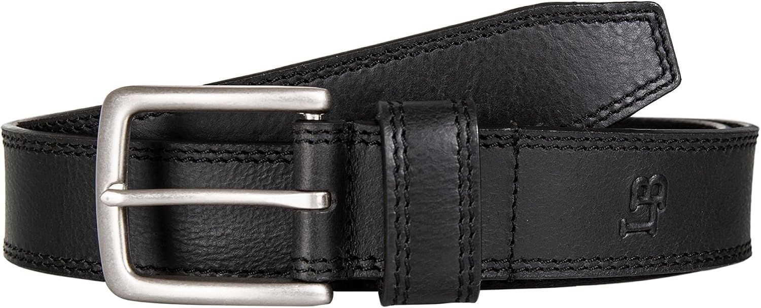 image:imageLucky Brand Mens Stitched Genuine Leather Belt Classic Casual Dress Everyday Western Metal BuckleDouble Stitch Black