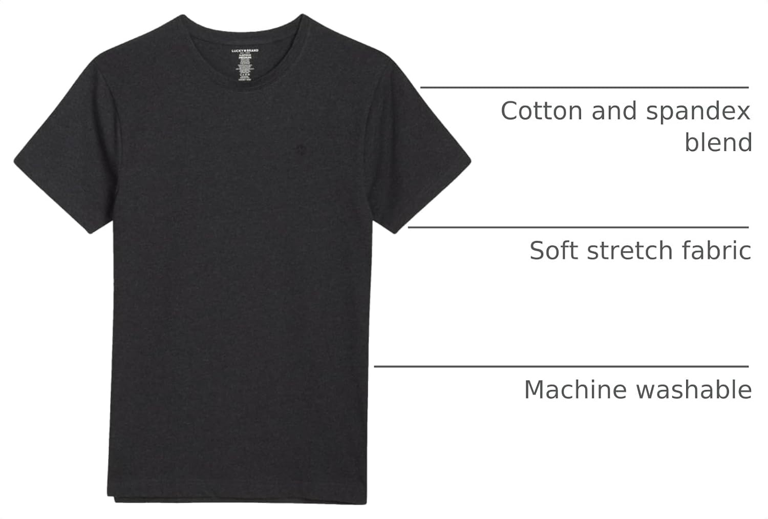 image:imageLucky Brand Mens TShirt Classic Fit Cotton Blend Stretch Crewneck Tee Premium Fabric with Flexible Feels Incredibly Soft Casual Everyday Tee Layers Easily or Worn AloneCharcoal Heather