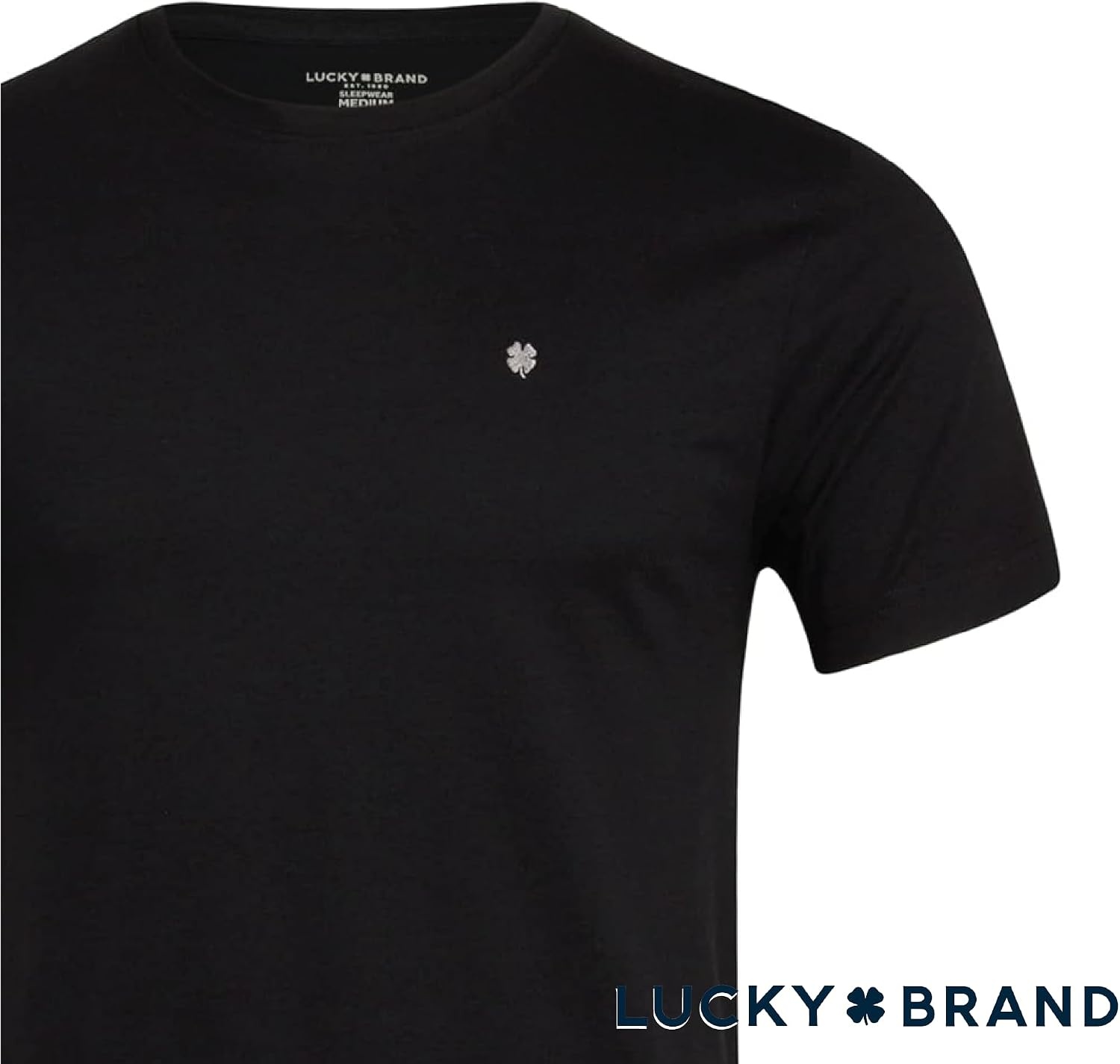 image:imageLucky Brand Mens Tee 2 Pack Classic Fit Cotton Blend Stretch Crewneck Premium Fabric with Flexible Feels Incredibly Soft Casual Everyday Tee Layers Easily Under Jackets or Worn AloneWhiteJet Black
