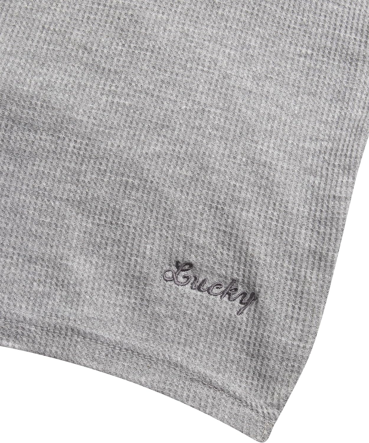 image:imageLucky Brand Mens Thermal Long Sleeve Waffle Henley Shirt Pajama Sleepwear TagFree Comfort 3Button Henley Placket Waffle Knit Thermal Fabric Ideal For LayeringLight Grey Heather