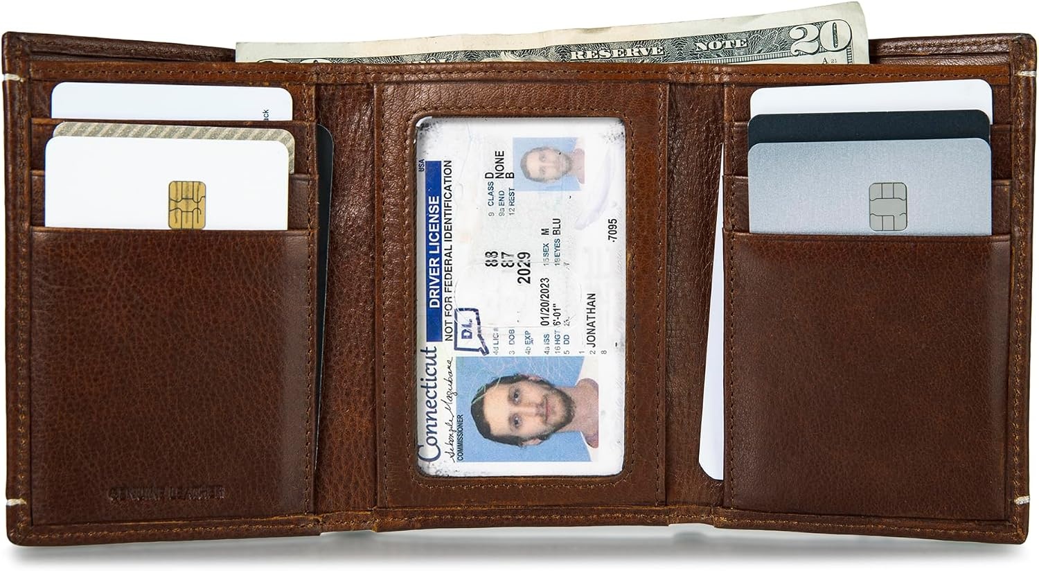 image:imageLucky Brand Mens Trifold Wallet Id Window Card Slots Leather Organization Durable Stylish