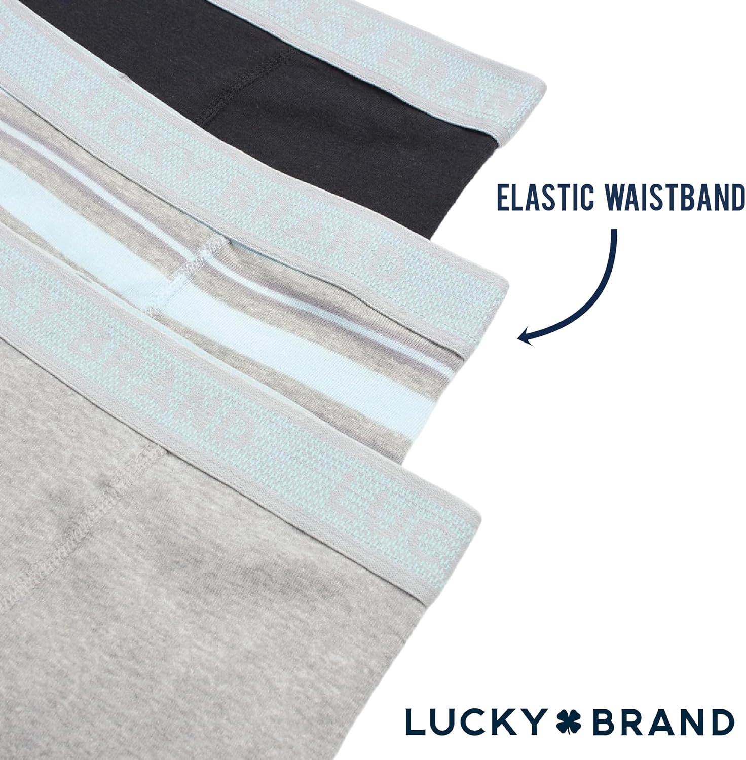 image:imageLucky Brand Mens Underwear Boxer Briefs 3 Pack Soft Cotton Blend Boxers for Men with Functional Fly Pouch 6 InseamBlackStripeGrey