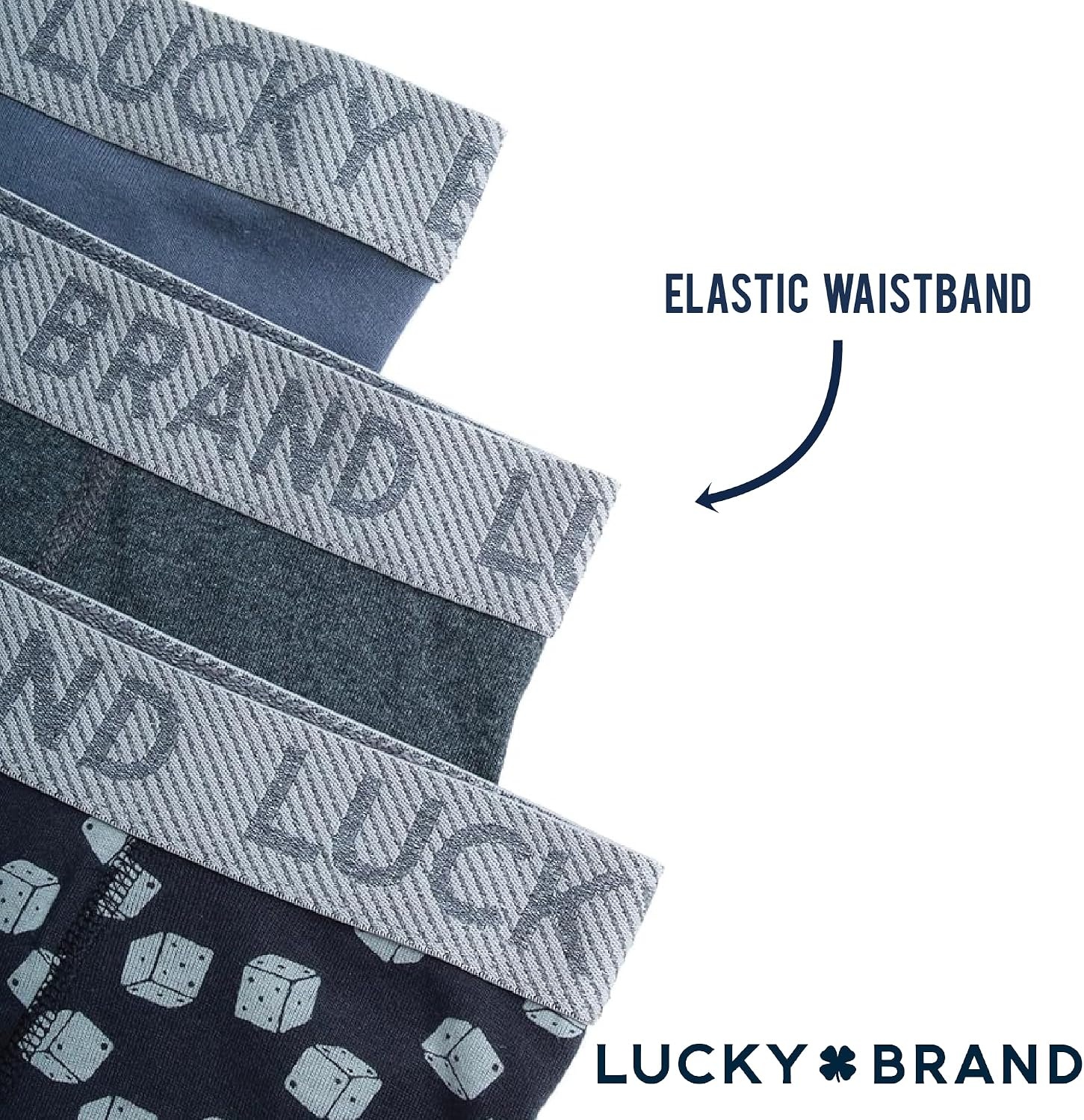 image:imageLucky Brand Mens Underwear Boxer Briefs 3 Pack Soft Cotton Blend Boxers for Men with Functional Fly Pouch 6 InseamBlue HeatherPrintCharcoal