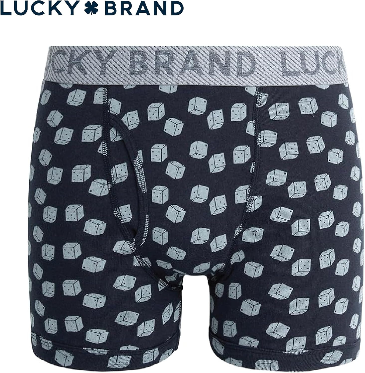 image:imageLucky Brand Mens Underwear Boxer Briefs 3 Pack Soft Cotton Blend Boxers for Men with Functional Fly Pouch 6 InseamBlue HeatherPrintCharcoal