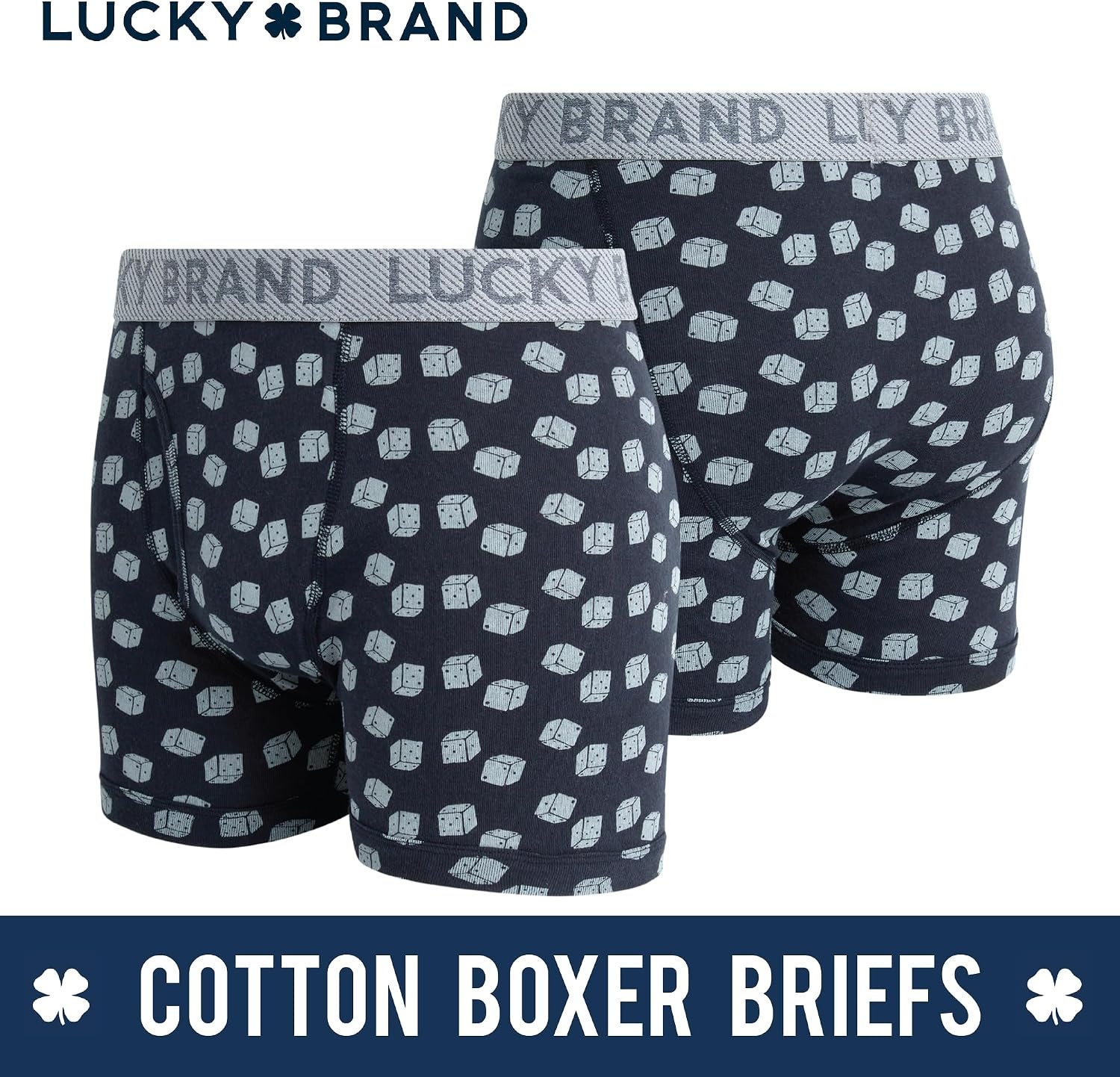 image:imageLucky Brand Mens Underwear Boxer Briefs 3 Pack Soft Cotton Blend Boxers for Men with Functional Fly Pouch 6 InseamBlue HeatherPrintCharcoal