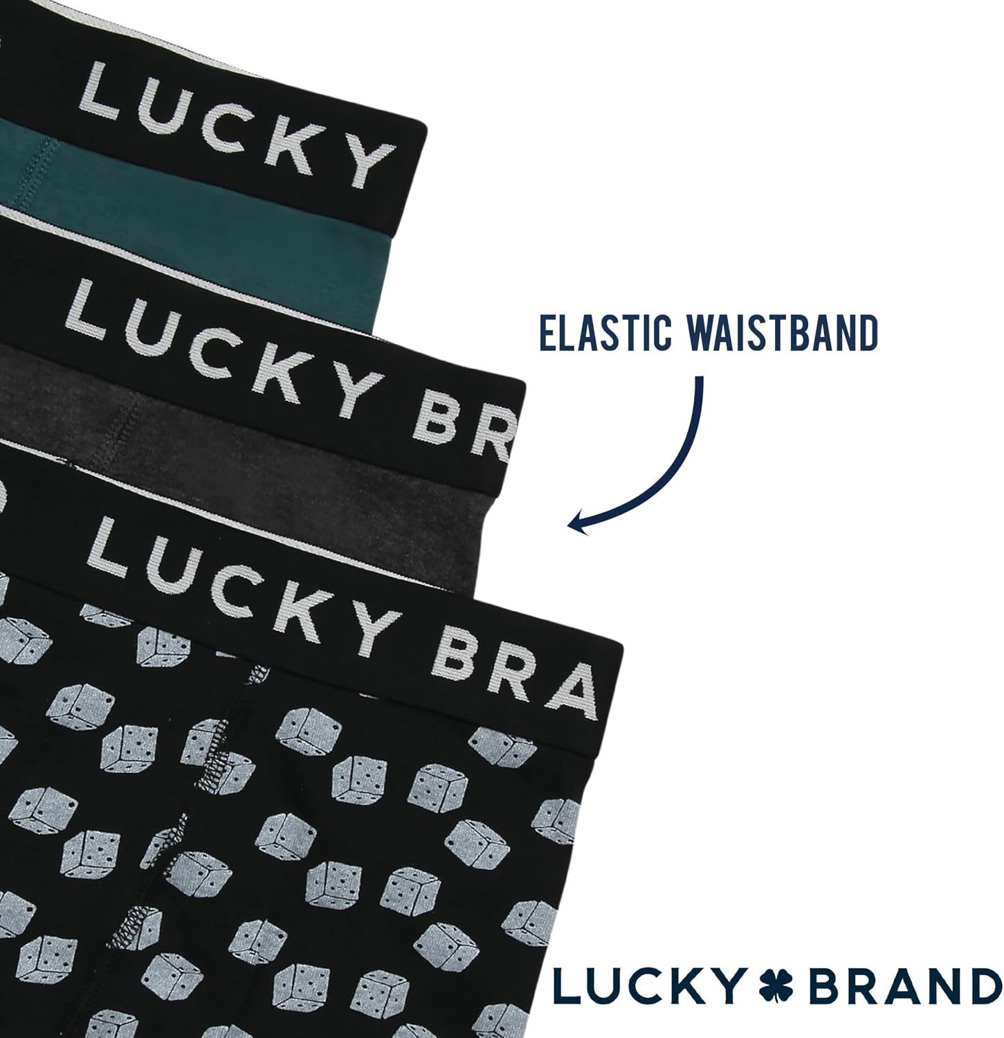 image:imageLucky Brand Mens Underwear Boxer Briefs 3 Pack Soft Cotton Blend Boxers for Men with Functional Fly Pouch 6 InseamCharcoal Heather GreyJet Black PrintTeal