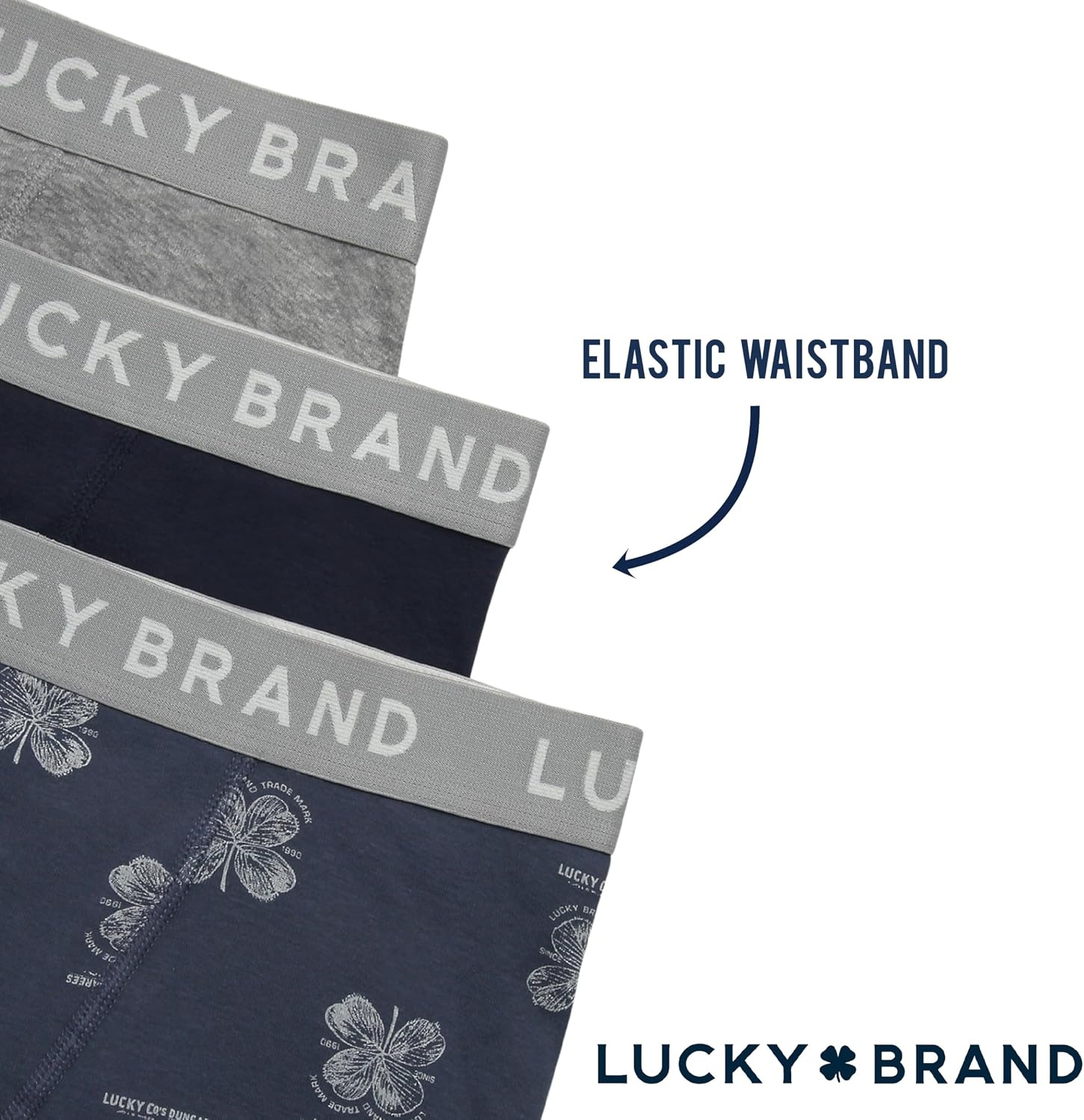 image:imageLucky Brand Mens Underwear Boxer Briefs 3 Pack Soft Cotton Blend Boxers for Men with Functional Fly Pouch 6 InseamHeather GreyVintage Indigo PrintMood Indigo