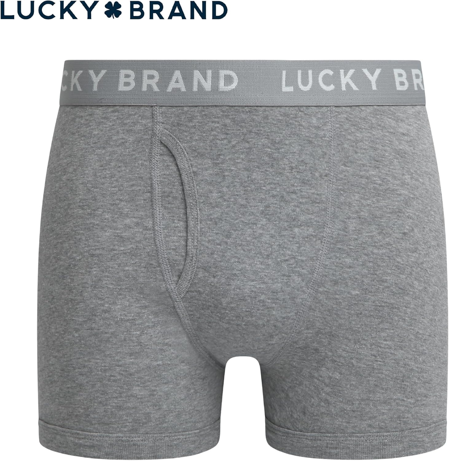 image:imageLucky Brand Mens Underwear Boxer Briefs 3 Pack Soft Cotton Blend Boxers for Men with Functional Fly Pouch 6 InseamHeather GreyVintage Indigo PrintMood Indigo