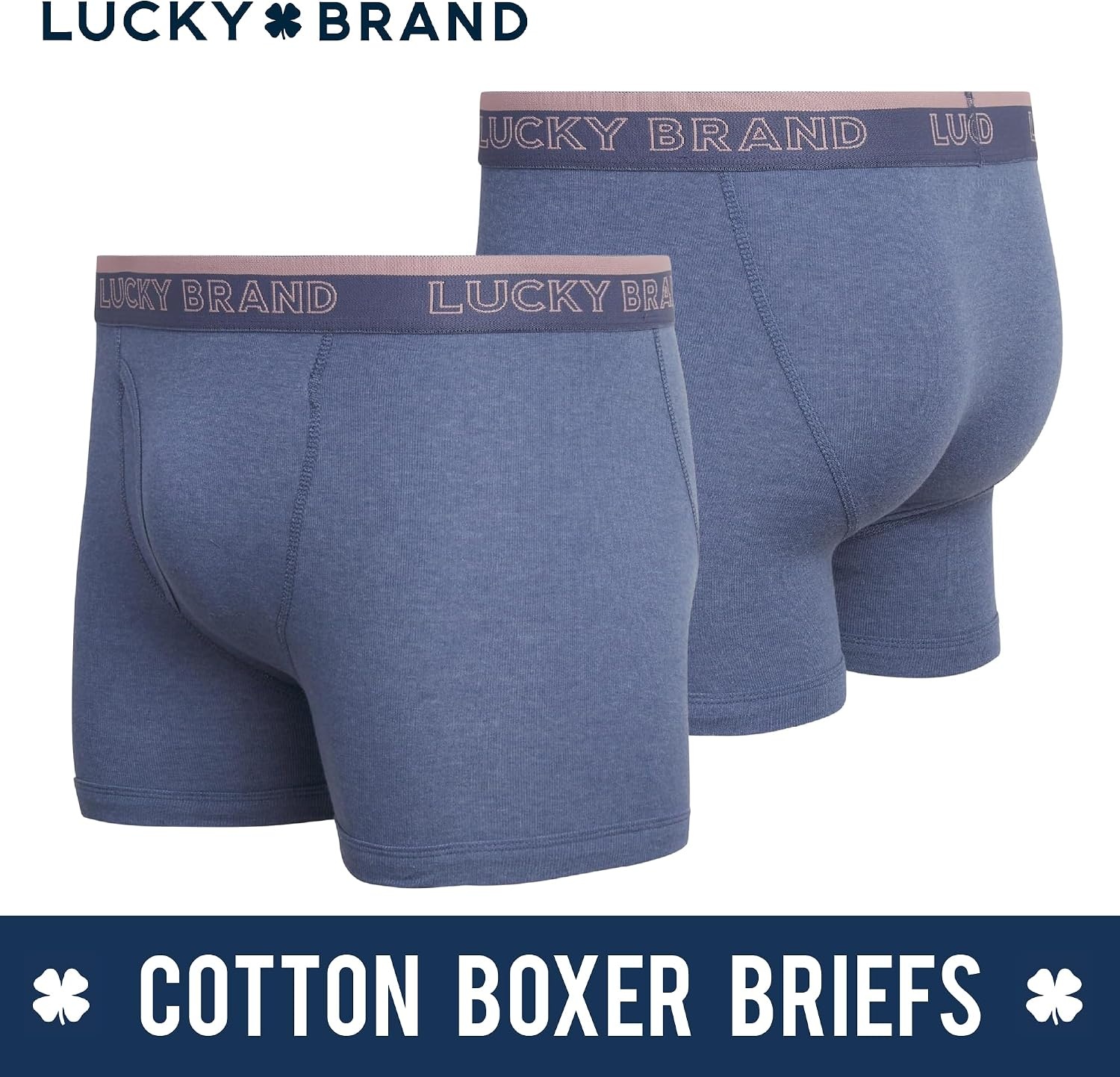 image:imageLucky Brand Mens Underwear Boxer Briefs 3 Pack Soft Cotton Blend Boxers for Men with Functional Fly Pouch 6 InseamNavyStripeBlue