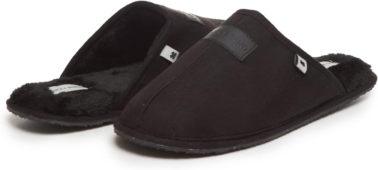 image:imageLucky Brand MicroSuede Scuff Indoor Slippers for Men with Plush LiningBlack