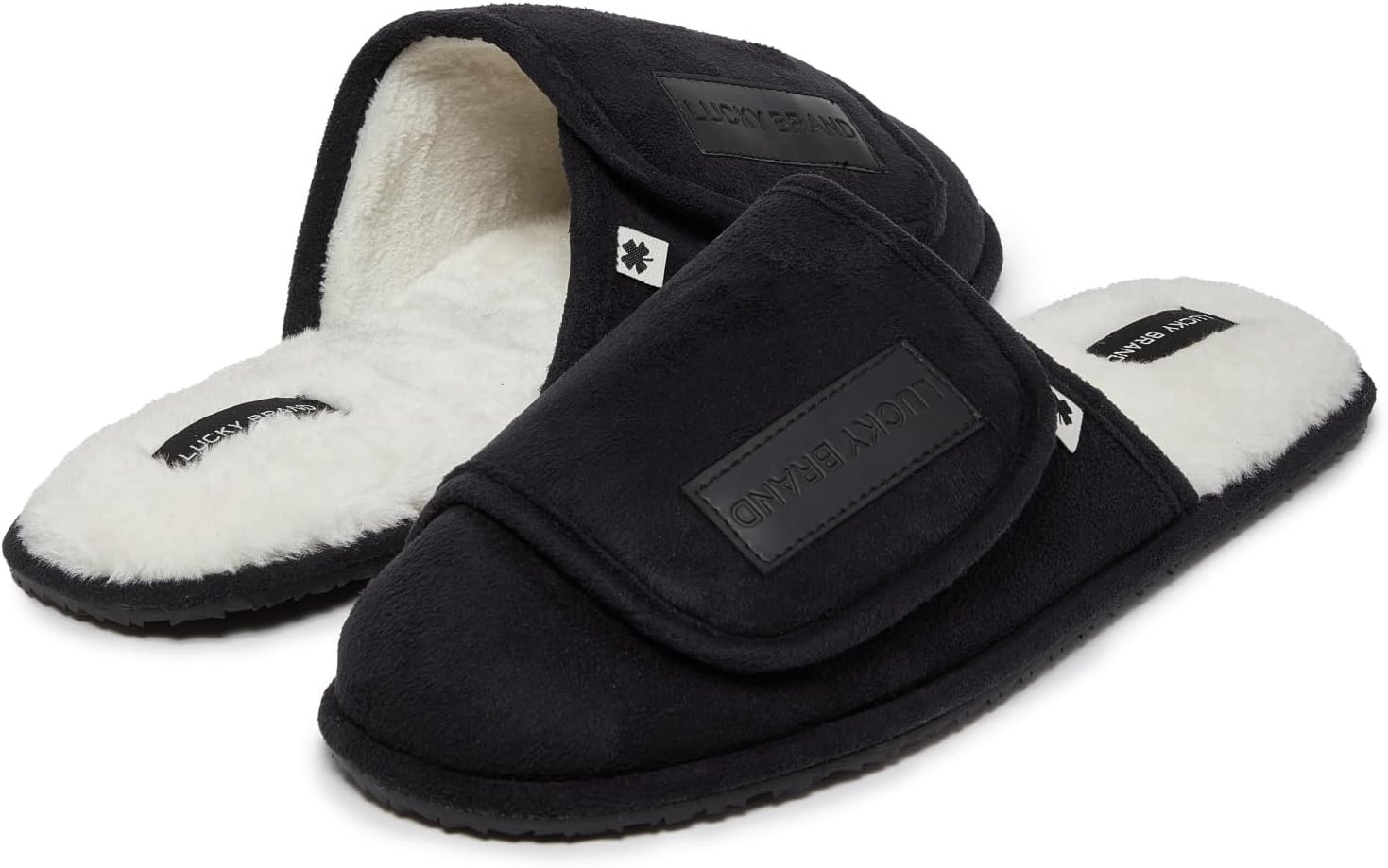 image:imageLucky Brand MicroSuede Scuff Indoor Slippers for Men with Plush LiningBlack Flap