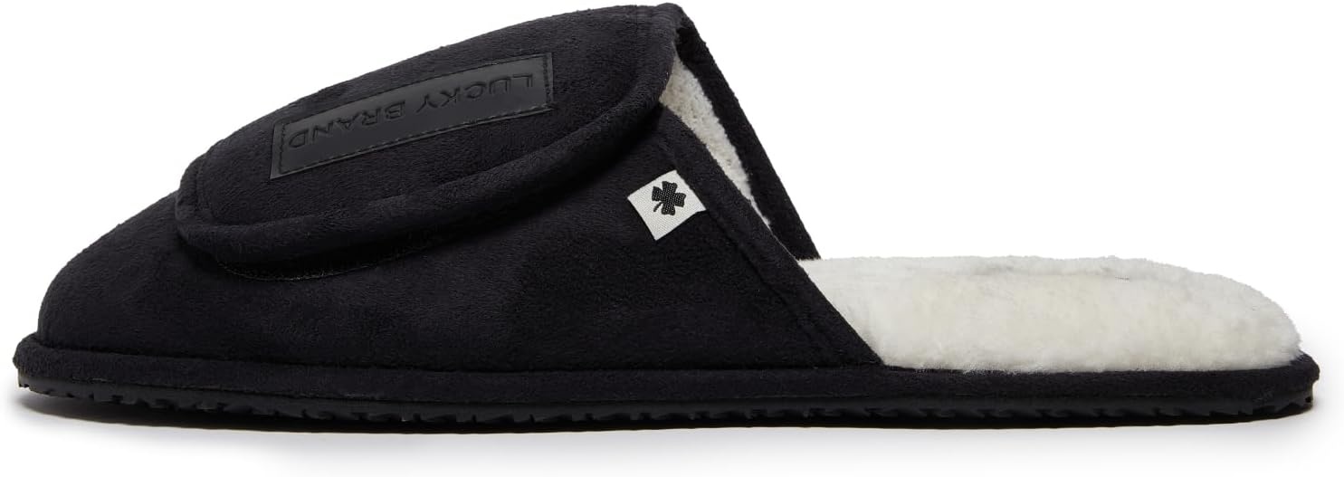 image:imageLucky Brand MicroSuede Scuff Indoor Slippers for Men with Plush LiningBlack Flap