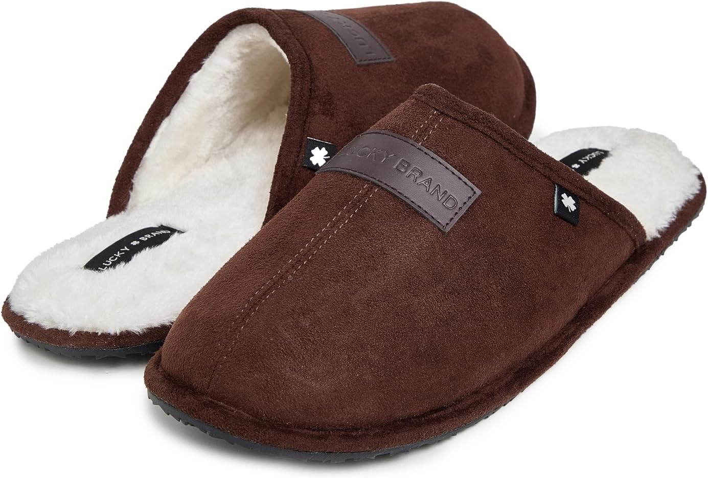 image:imageLucky Brand MicroSuede Scuff Indoor Slippers for Men with Plush LiningBrown