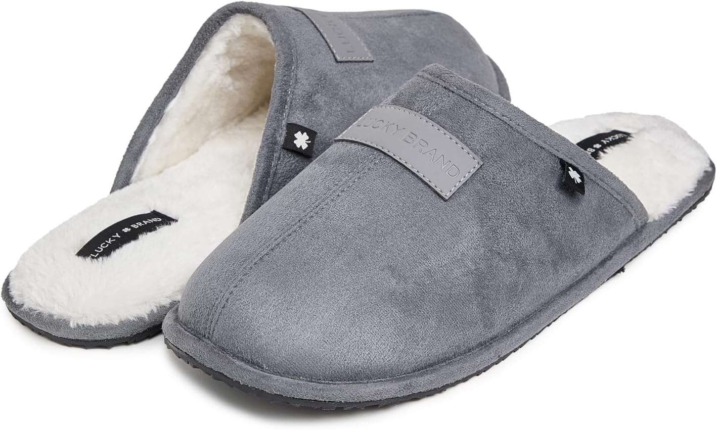 image:imageLucky Brand MicroSuede Scuff Indoor Slippers for Men with Plush LiningGrey