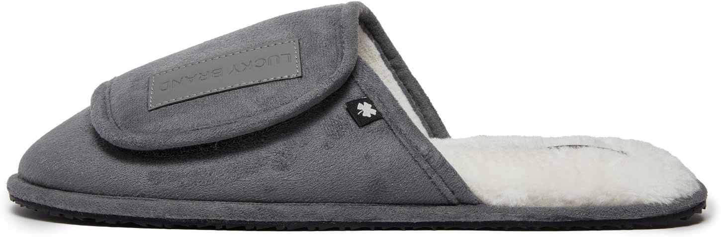 image:imageLucky Brand MicroSuede Scuff Indoor Slippers for Men with Plush LiningGrey Flap