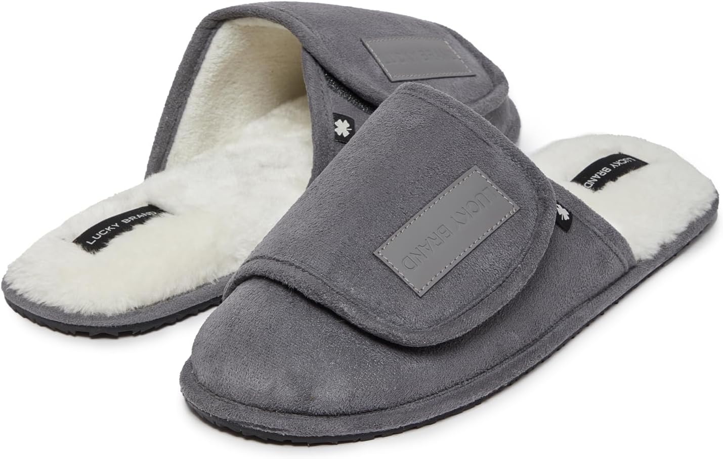 image:imageLucky Brand MicroSuede Scuff Indoor Slippers for Men with Plush LiningGrey Flap