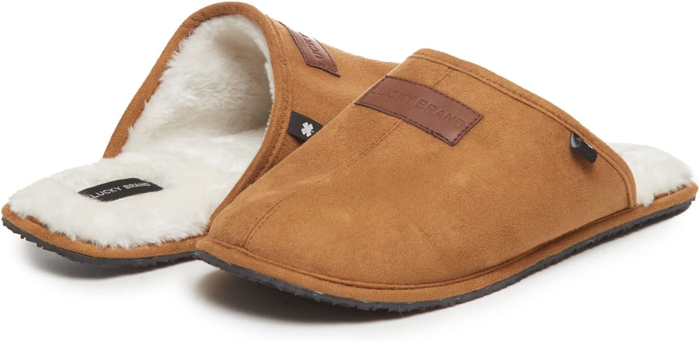 image:imageLucky Brand MicroSuede Scuff Indoor Slippers for Men with Plush LiningTan