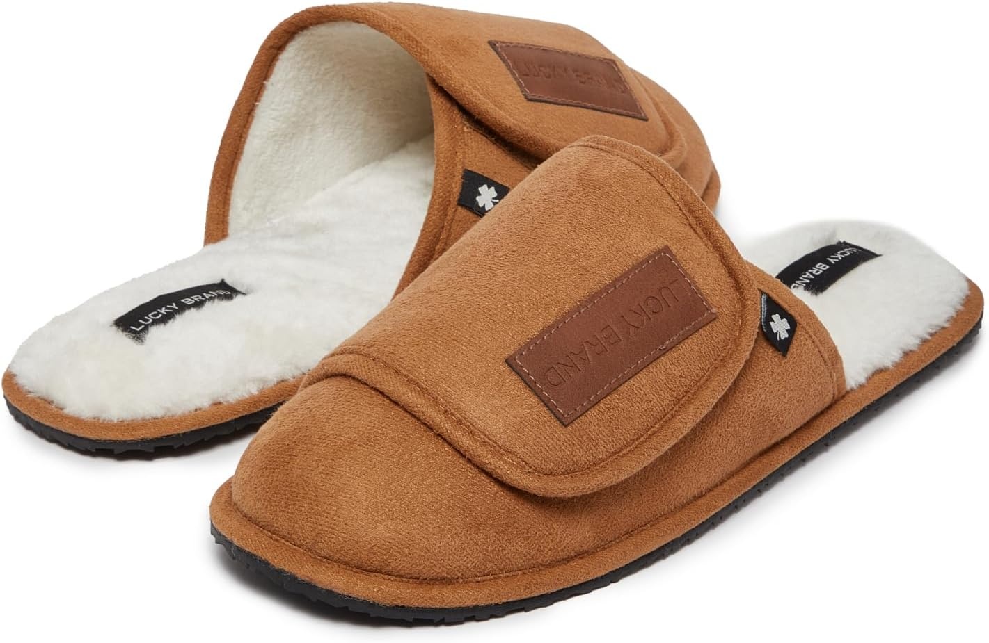 image:imageLucky Brand MicroSuede Scuff Indoor Slippers for Men with Plush LiningTan Flap