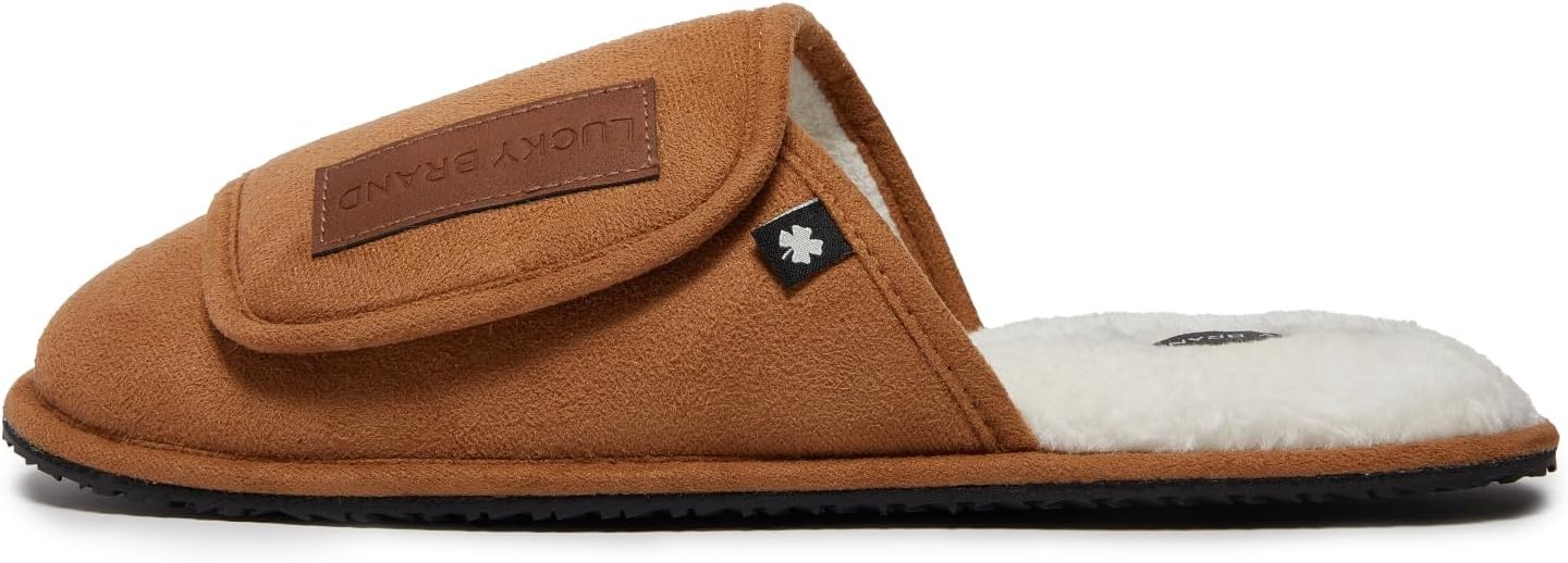 image:imageLucky Brand MicroSuede Scuff Indoor Slippers for Men with Plush LiningTan Flap