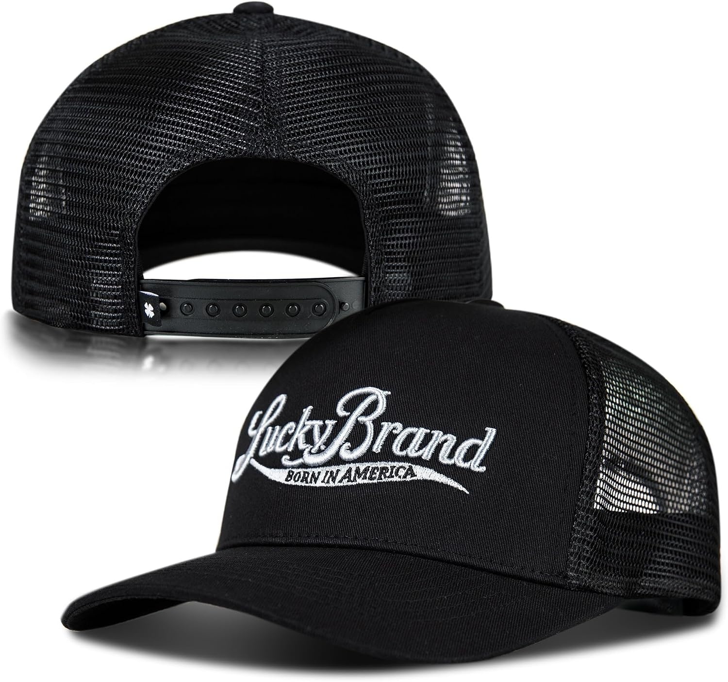 image:imageLucky Brand Trucker Hat Snapback Adjustable Mesh Back Retro Baseball Cap Golf Fishing American HeritageBorn in America Black