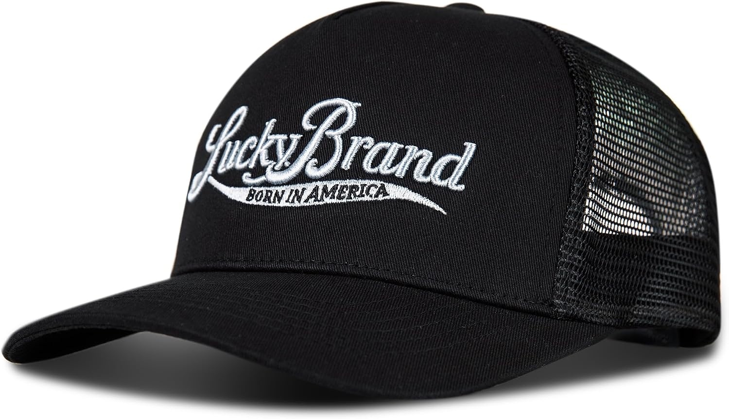 image:imageLucky Brand Trucker Hat Snapback Adjustable Mesh Back Retro Baseball Cap Golf Fishing American HeritageBorn in America Black
