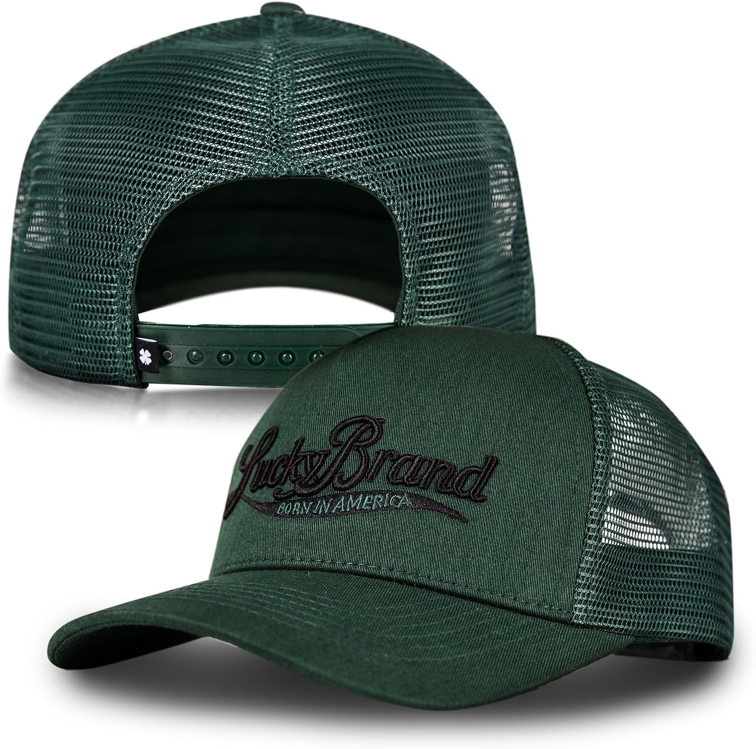 image:imageLucky Brand Trucker Hat Snapback Adjustable Mesh Back Retro Baseball Cap Golf Fishing American HeritageBorn in America Green