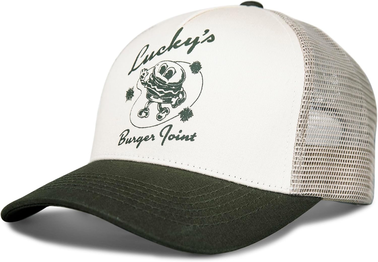 image:imageLucky Brand Trucker Hat Snapback Adjustable Mesh Back Retro Baseball Cap Golf Fishing American HeritageBurger Joint Olive