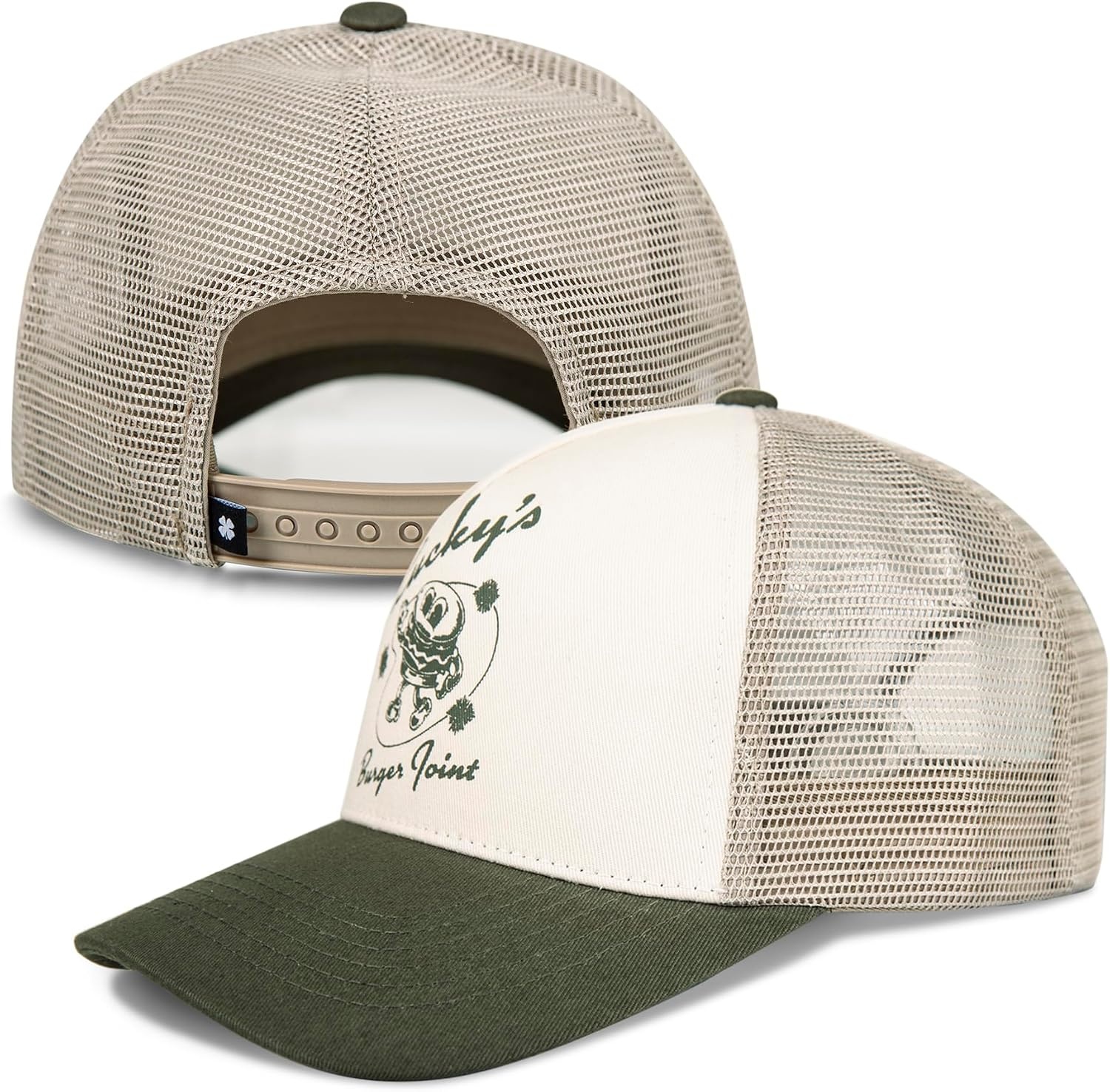 image:imageLucky Brand Trucker Hat Snapback Adjustable Mesh Back Retro Baseball Cap Golf Fishing American HeritageBurger Joint Olive