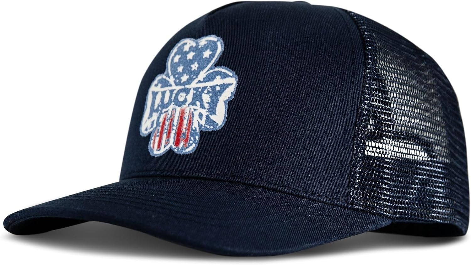 image:imageLucky Brand Trucker Hat Snapback Adjustable Mesh Back Retro Baseball Cap Golf Fishing American HeritageClover Felt Patch Navy
