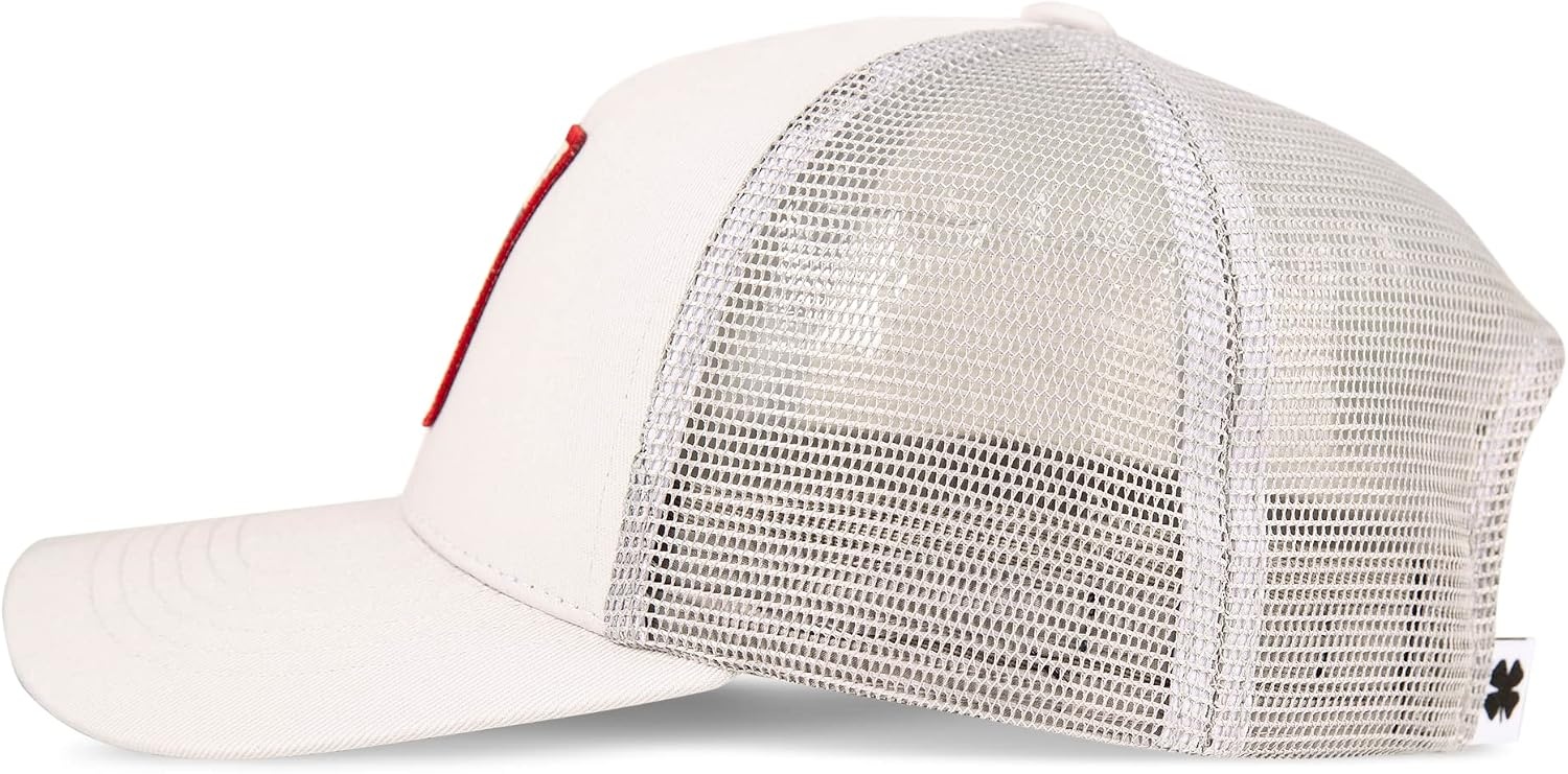 image:imageLucky Brand Trucker Hat Snapback Adjustable Mesh Back Retro Baseball Cap Golf Fishing American HeritageClover Patch Light Grey