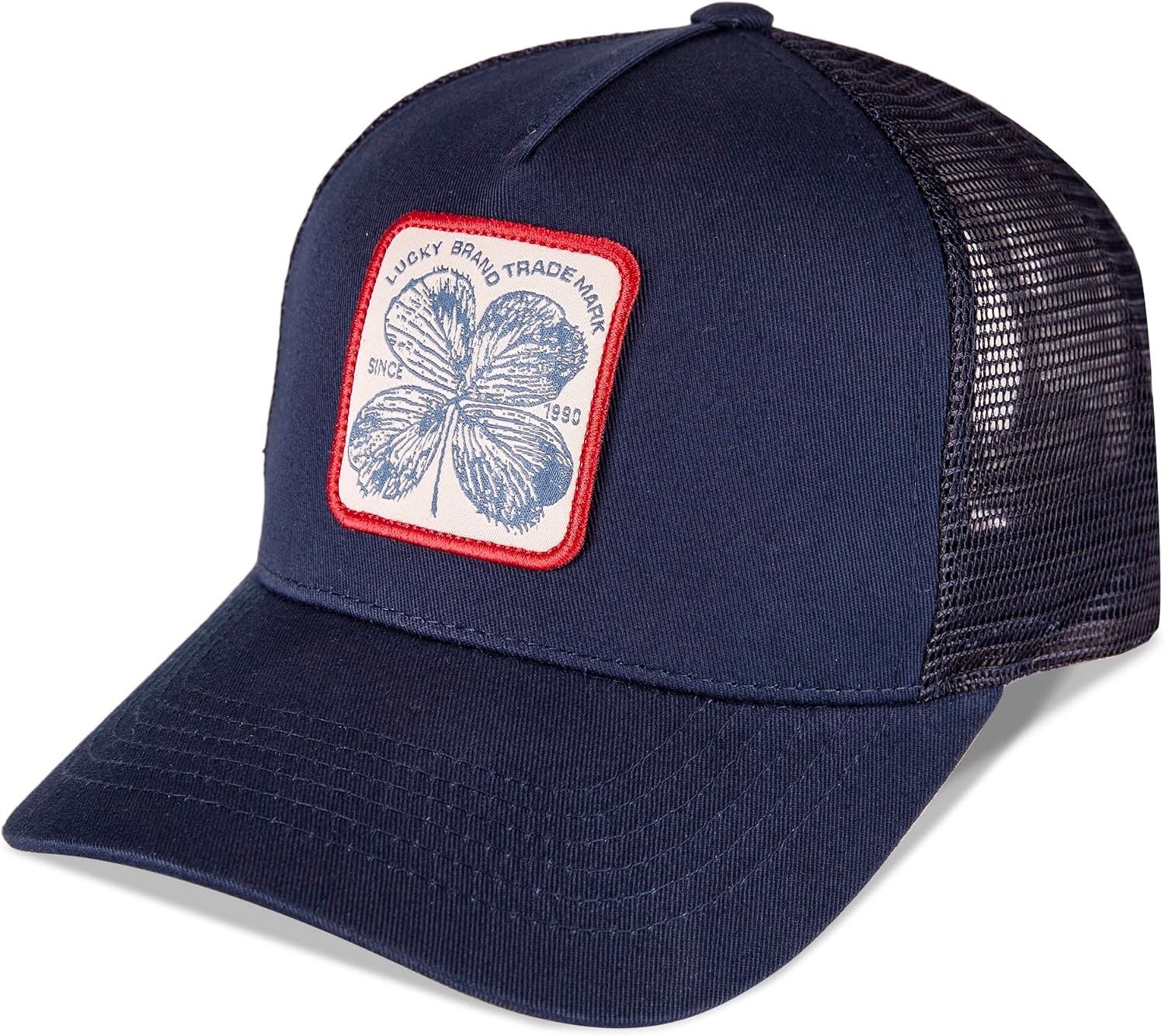 image:imageLucky Brand Trucker Hat Snapback Adjustable Mesh Back Retro Baseball Cap Golf Fishing American HeritageClover Patch Navy