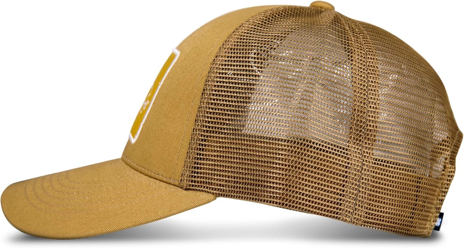 image:imageLucky Brand Trucker Hat Snapback Adjustable Mesh Back Retro Baseball Cap Golf Fishing American HeritageEmbroidered Patch Gold