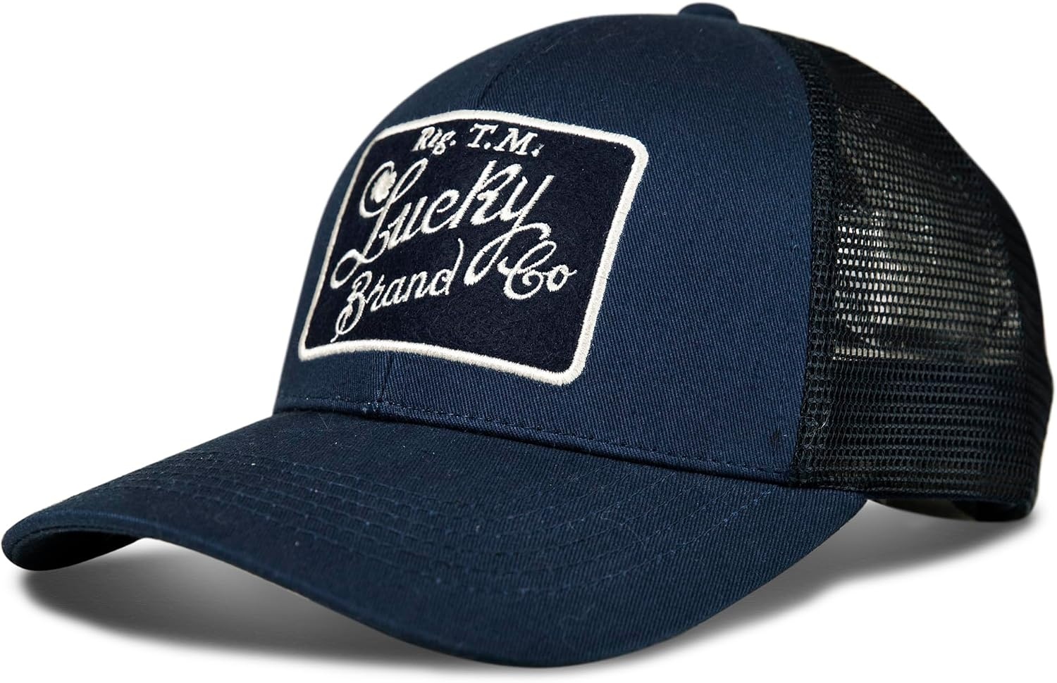 image:imageLucky Brand Trucker Hat Snapback Adjustable Mesh Back Retro Baseball Cap Golf Fishing American HeritageEmbroidered Patch Navy