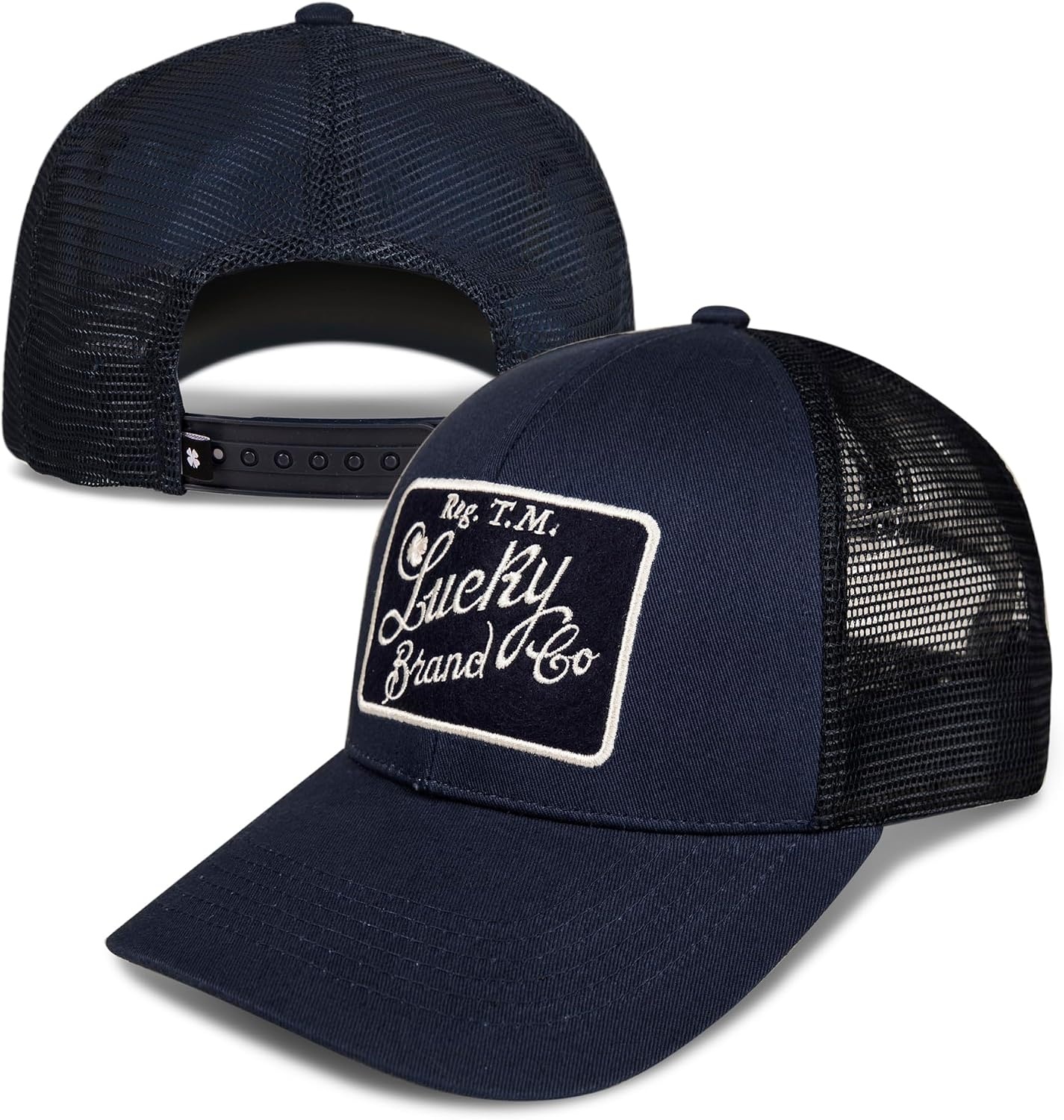 image:imageLucky Brand Trucker Hat Snapback Adjustable Mesh Back Retro Baseball Cap Golf Fishing American HeritageEmbroidered Patch Navy