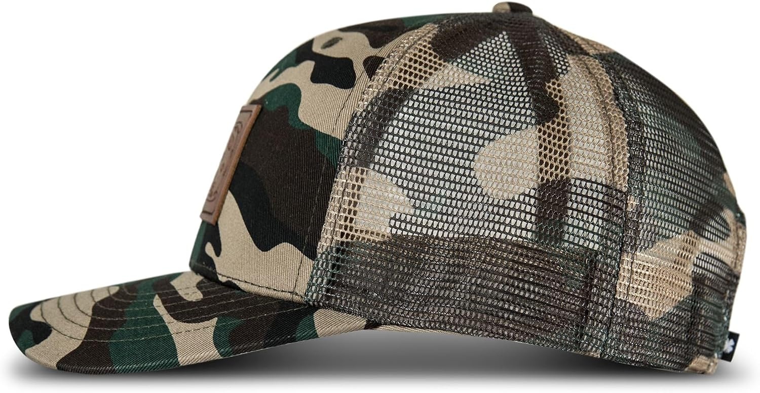 image:imageLucky Brand Trucker Hat Snapback Adjustable Mesh Back Retro Baseball Cap Golf Fishing American HeritageMesh Leather Patch Camo