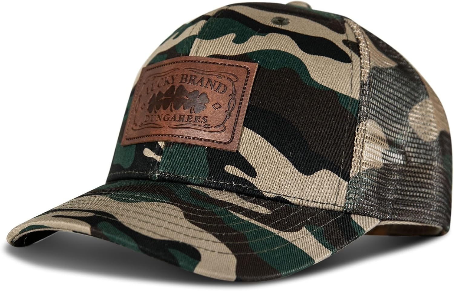 image:imageLucky Brand Trucker Hat Snapback Adjustable Mesh Back Retro Baseball Cap Golf Fishing American HeritageMesh Leather Patch Camo