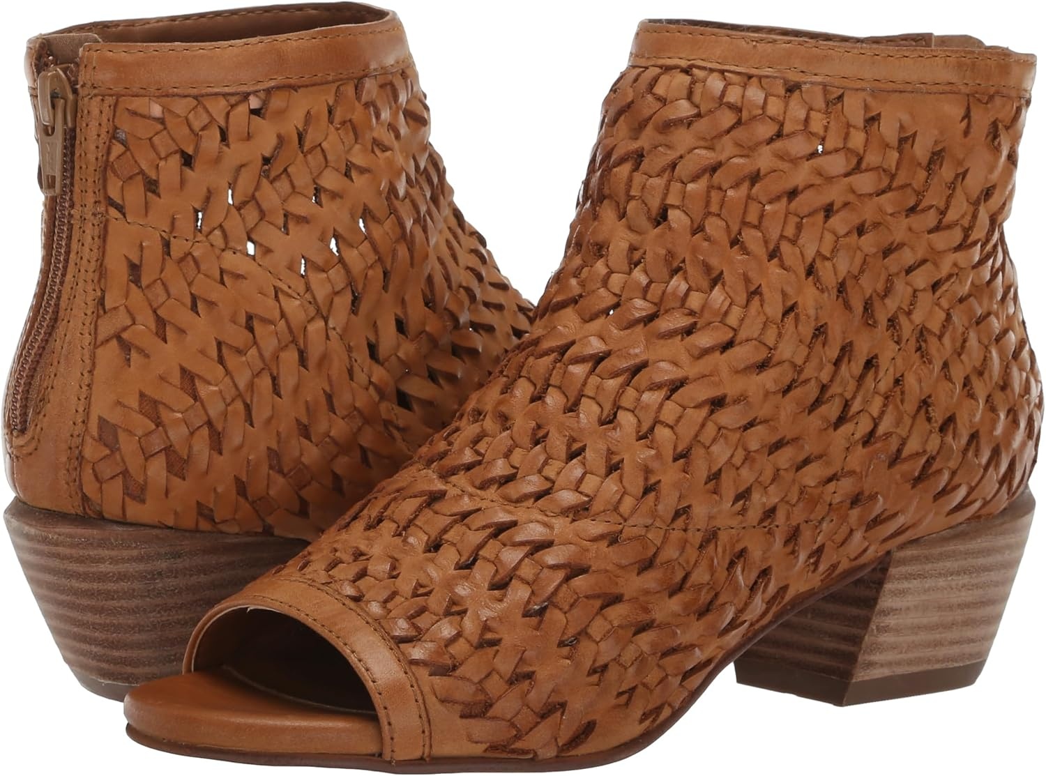 image:imageLucky Brand Womens Mofira Woven Peep Toe BootieTan