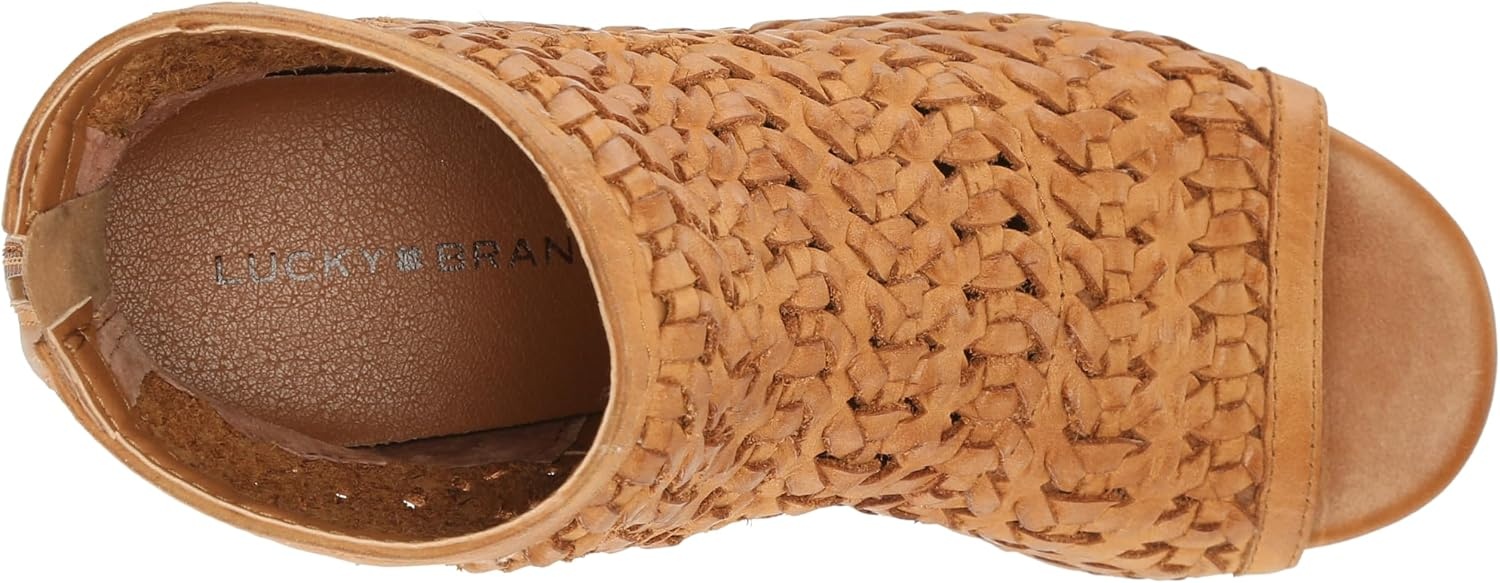 image:imageLucky Brand Womens Mofira Woven Peep Toe BootieTan