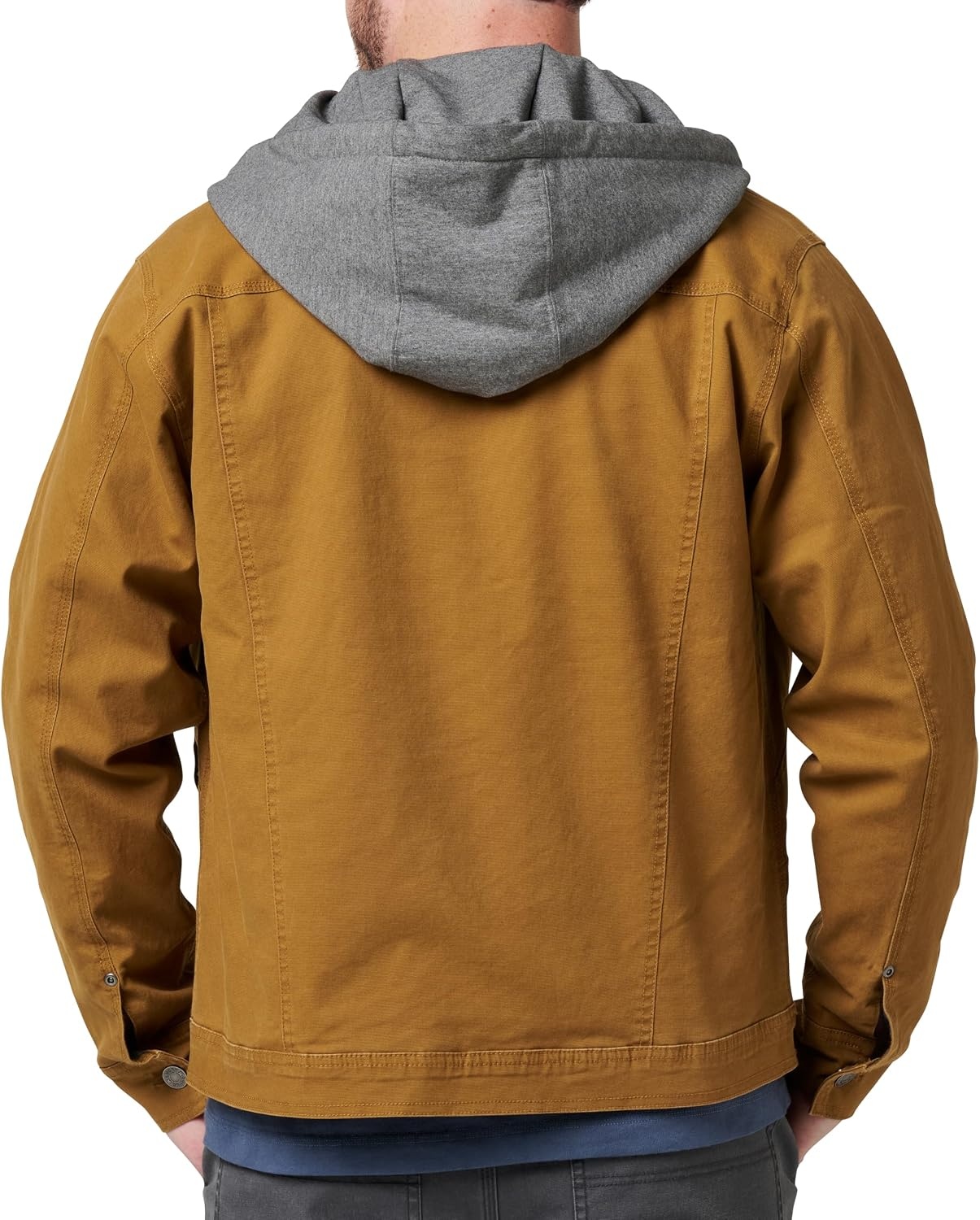 image:imageLucky Brand Workwear Mens Canvas Trucker Jacket with Knit Hood Lt BronzeMedium