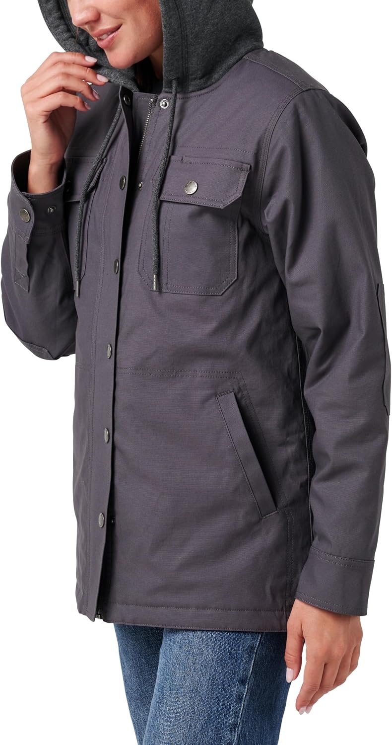 image:imageLucky Brand womens Womens Shirt Jacket With Fleece Hood and Quilted LiningIron