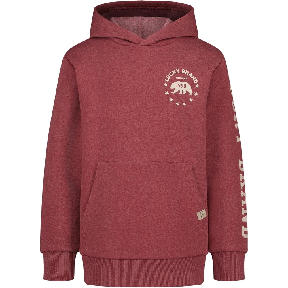 image:imageLucky Brand Boys Long Sleeve Fleece Pullover Hoodie Comfortable Relaxed Fit With Kangaroo PocketsBear Port Heather