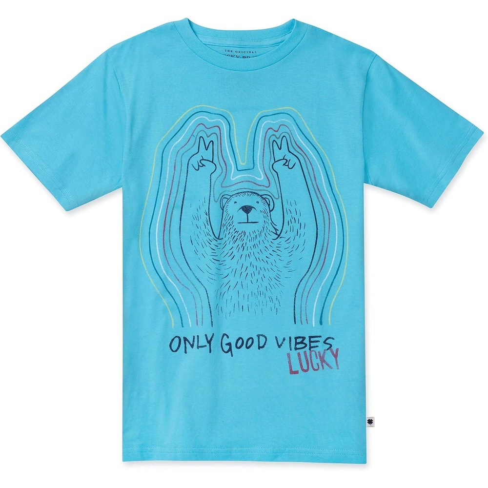 image:imageLucky Brand Boys Short Sleeve Graphic Crew Neck TShirt Soft Comfortable Relaxed FitAnston Bachelor Button Da12