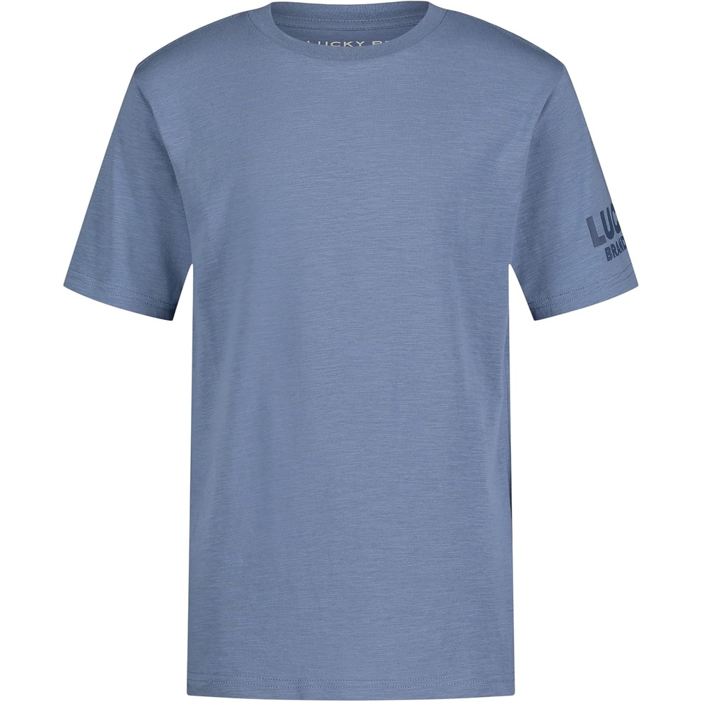 image:imageLucky Brand Boys Short Sleeve Graphic Crew Neck TShirt Soft Comfortable Relaxed FitCoronet Blue