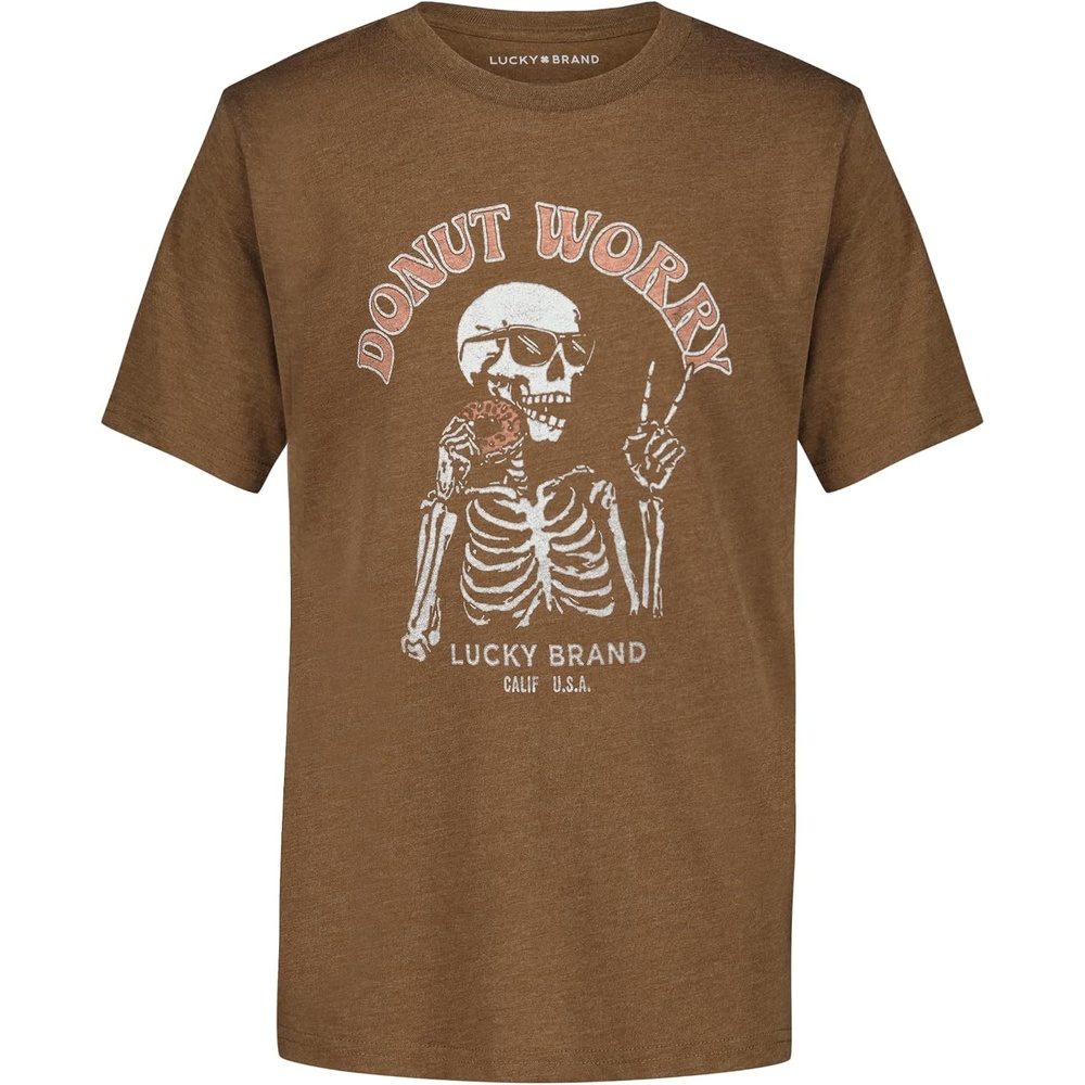 image:imageLucky Brand Boys Short Sleeve Graphic Crew Neck TShirt Soft Comfortable Relaxed FitDonut Worry Coffee