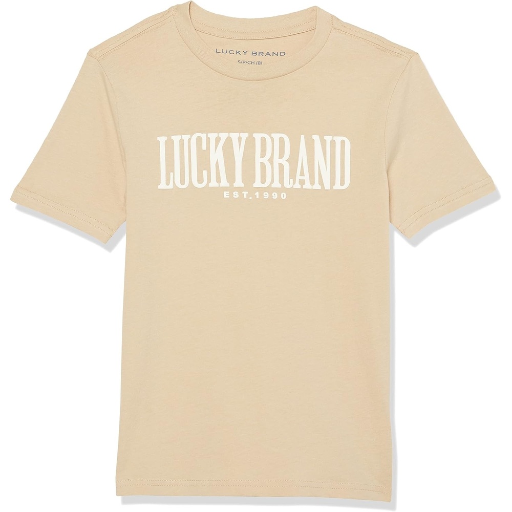 image:imageLucky Brand Boys Short Sleeve Graphic Crew Neck TShirt Soft Comfortable Relaxed FitIrish Cream Puff