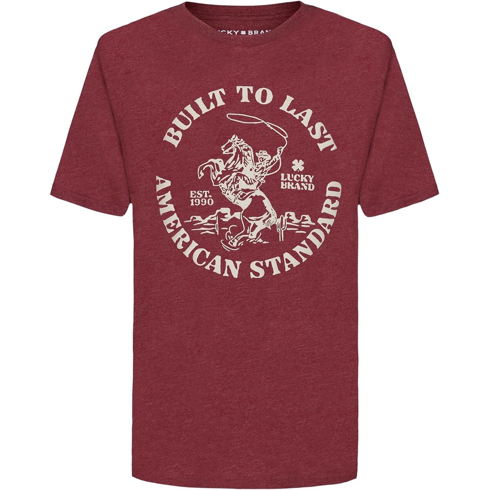 image:imageLucky Brand Boys Short Sleeve Graphic Crew Neck TShirt Soft Comfortable Relaxed FitLucky Lasso Port