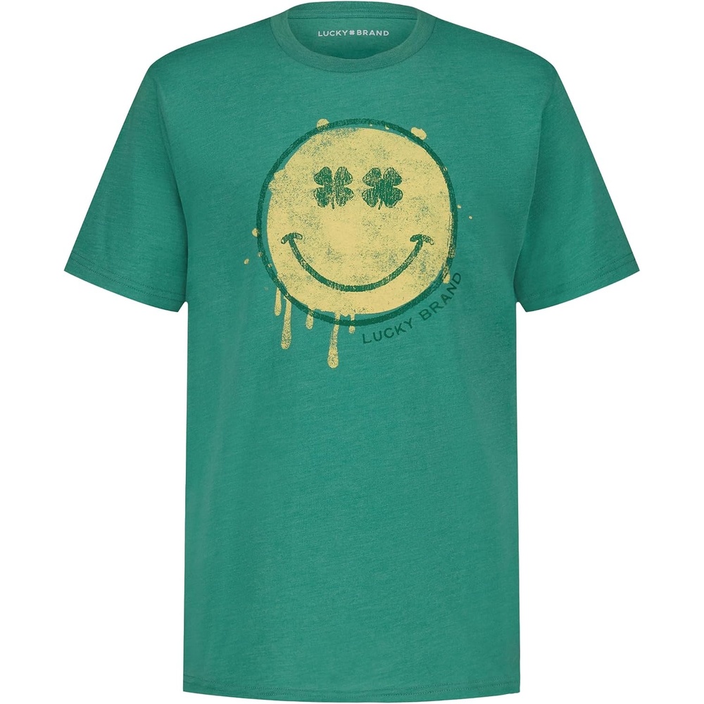 image:imageLucky Brand Boys Short Sleeve Graphic Crew Neck TShirt Soft Comfortable Relaxed FitMelty Smile Bottle Green