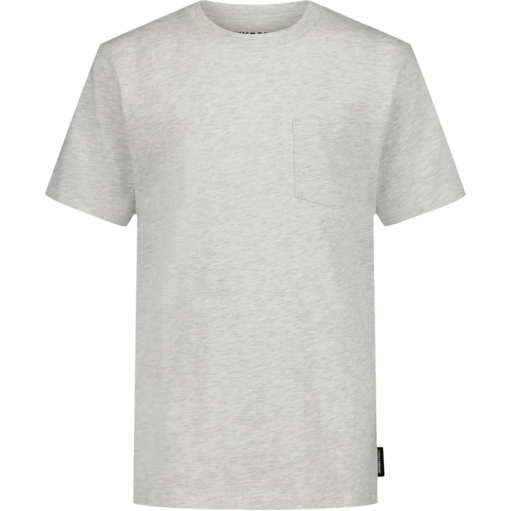 image:imageLucky Brand Boys Short Sleeve Slub Pocket Crew Neck TShirt Soft Comfortable Relaxed FitOat Heather
