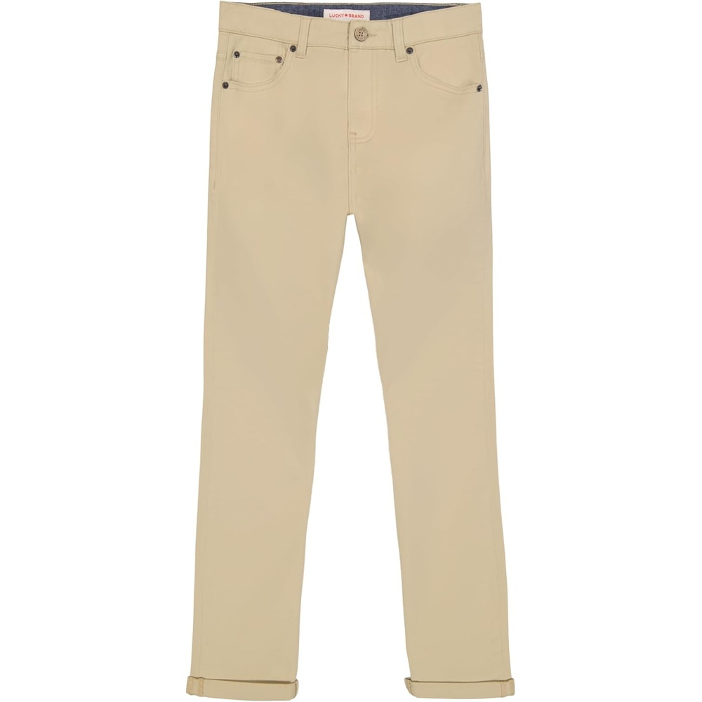 image:imageLucky Brand Boys Skinny Fit Stretch Twill PantsPelican Light Beige