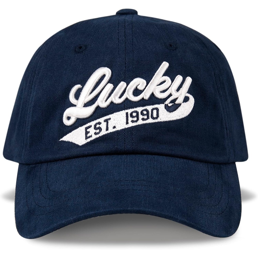 image:imageLucky Brand Classic Cotton Adjustable Dad Hat Baseball Cap Golf Fishing Low Profile 5 Panel Design1990 Embroidered Navy